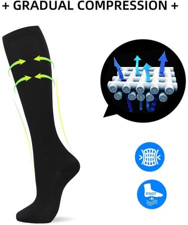 Losvcbcx Compression Socks 15 20 mmHg for Men & Women 7 Pairs | Best Sports & Medical Stockings for Nurses | Ideal for Air Travel | Size Mix L-XL - Buy Online on GoSupps.com