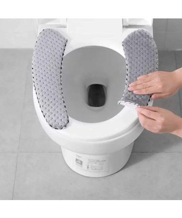 2 Pairs Plush Warm Toilet Seat Cover Mat Non Slip Soft Cushion - Grey - Buy Online on GoSupps.com