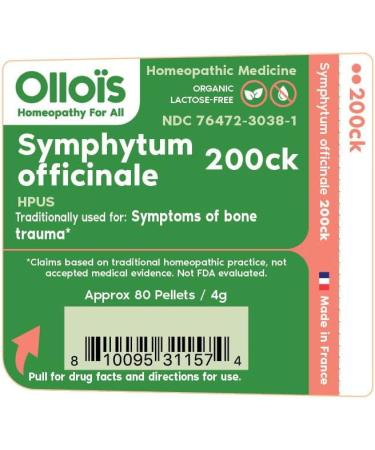 OLLOIS Symphytum Officinale 200ck Organic Homeopathic Medicine 80 Pellets - Lactose-Free Formula | 80 Count - Buy Online on GoSupps.com