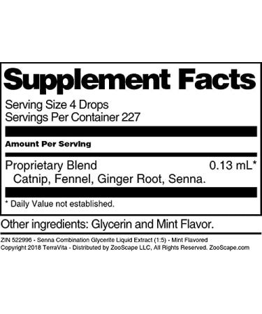 Senna Combination Glycerite Liquid Extract (1:5) - Mint Flavored - 1 oz | International Shipping Available - Buy Online on GoSupps.com