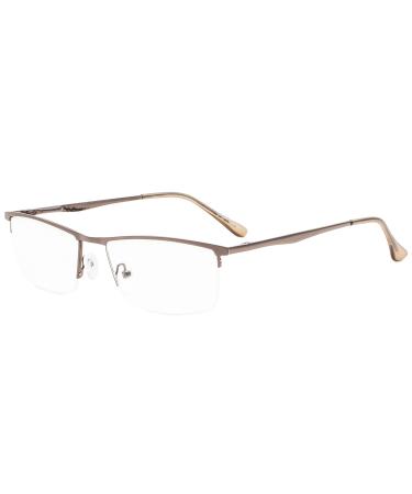 Eyekepper quality half rim metal reading glasses with spring hinge in metallic blue grey +1.25