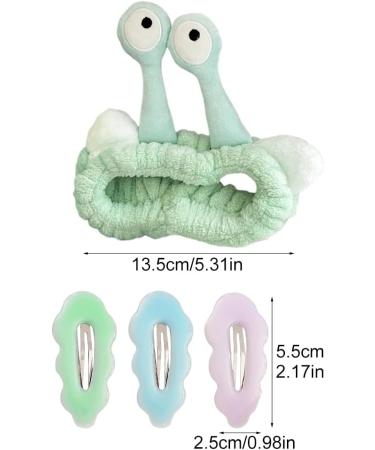 Spa Headband Facial Makeup Head Band Cute Snail Cartoon Head Band Wraps Hair Accessories Fleece Elastic Makeup Headband Hair Wrap for Facial Cosmetic Shower Yoga Sports Green - Buy Online on GoSupps.com