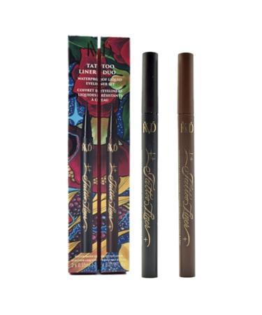 Kat Von D KVD Beauty Tattoo Liner Duo Waterproof Liquid Eyeliner Holiday Gift Set:: Tattoo Liner Vegan Waterproof Liquid Eyeliners in Trooper Black and Mad Max Brown