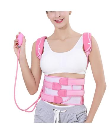 n/a Posture Corrector Belt Inflatable Orthosis Double Pull Shoulder Support Spine Scoliosis Upper Back Brace Waist (Color : Pink Size : L code) Handmade Full moon lofty ambition