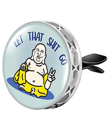 Wild Essentials Let It Go Buddha Essential Oil Car Vent Diffuser Stainless Steel Locket Pendant With 8 Color Refill Pads Customizable Air Freshener for Aromatherapy