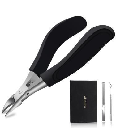 Toenail Clippers Heavy Duty Nail Clippers for Thick Toenails Large Ingrown Toe Nail Clippers-Long Handle Stainless Steel Sharp Ingrown Nail Clipper for Seniors-Black
