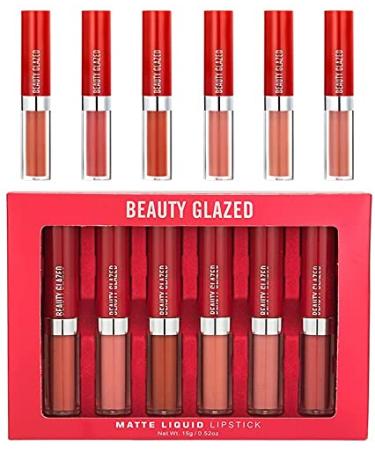 6 Pcs Matte Liquid Lipstick Makeup Set Non-Stick Cup Long-Lasting Wear Not Fade Waterproof Nude Red Velvet Lip Gloss Beauty Cosmetics Set