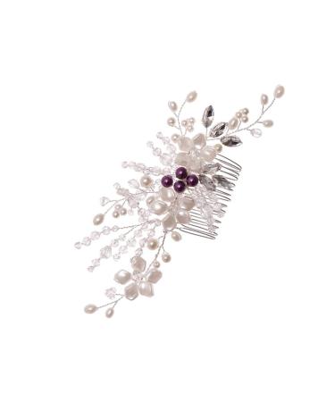 Housoutil 1pc Braided Flower Comb Wolf Tail and Ears Pearl Hair Comb Diy Women Hair Comb Womens Hair Clips Hair Claw Clips for Women Tiara Hair Accessories The Side White Abs Bride