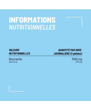 Nutripure | Organic Borage Oil | Natural Hydration and Skin Flexibility | Cold Extracted Virgin Oil | Rich in Gamma Linolenic Fatty Acid | 90 Capsules 500mg | 1 Month | Made in France - Buy Online on GoSupps.com