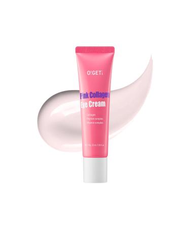 O!GETi Pink Collagen Eye Cream, Anti-Aging Eye Moisturizer, Ultra-Low Molecular Collagen, 26-Component Firming, 1.0 fl.oz