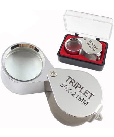 30x21mm Triplet Loupe Jeweller Magnifying Glass Magnifier with Metal Construction and Optical Glass Silver Superior Quality and Creative - Buy Online on GoSupps.com