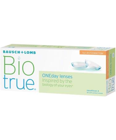 Bausch + Lomb Biotrue Oneday Toric Contact Lenses for Astigmatism - 30 Soft Daily Lenses BC 8.4mm Dia 14.5 Cyl -1.25 Axis 050 - International Shipping Available - Buy Online on GoSupps.com