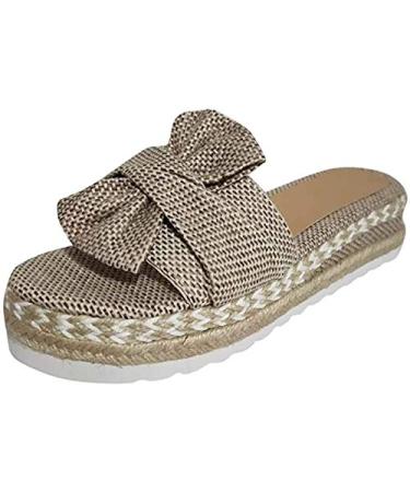 Sandals for women wide platform comfortable plateau sandals shoes summer beach travel slippers peep-toe sandals outdoor lipper (Khaki 40 EU) Khaki 38 EU