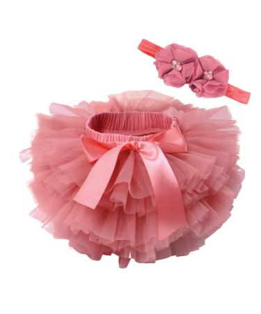 PythJooh Newborn Baby Girl Tutu Bloomers Skirt Headband Set Toddler Ruffle Pettiskirt with Nappy Cover Photo Props Set for 0-2Years 0-6 Months Watermelon