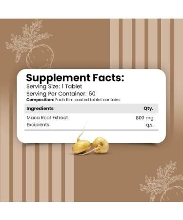 Maca Root Extract 800mg | Maca Root Tablets to Improve Energy Strength- 60 Tablets - Buy Online on GoSupps.com
