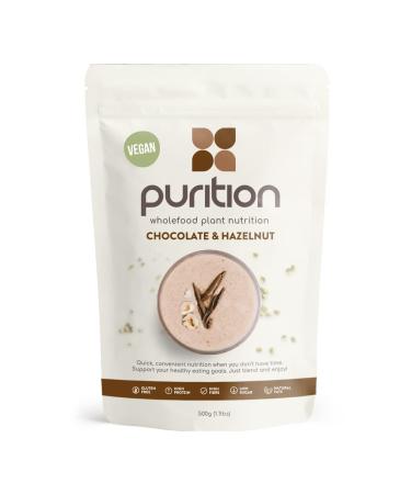 Purition Vegan Chocolate & Hazelnut Large Bag | Premium Vegan High Protein Powder for Keto Shakes and Smoothies with Only Natural Ingredients for Weight Management | 1 x 12 Meal Bag Chocolate & Hazelnut 1.00 g (Pack of 1)