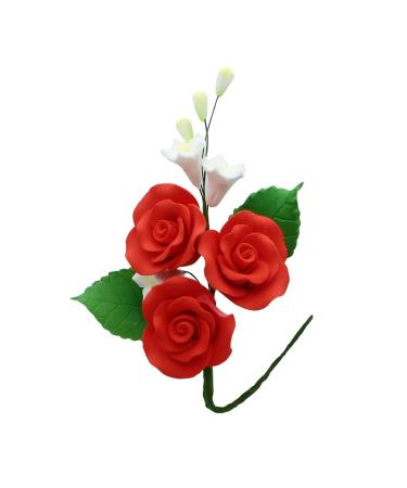 Art of Cake Gum Paste Spray Red Rose 110mm-50476-also known as sugar flower spray for wedding and other cakes