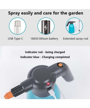 Electric Spray Bottle 2L-PRO Rechargeable Sprayer with Type-C USB Port Comfortable Handheld Sprayer for Watering Plants Blue - Buy Online on GoSupps.com