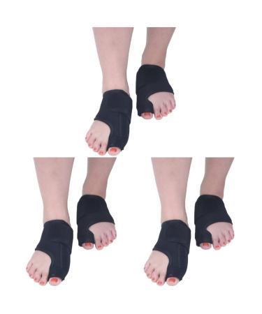 Healeved 3 pairs Big Orthopedic Bandages Toe Stretcher of Thumb Adult Fabrics Bunion Valgus Soft Straps Hallux Strip Corrector Separator and Black Correctors Turf For Brace Men Blackx3pcs Mx3pcs