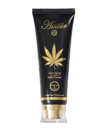 Hemp Oil & Gold Body Cream 100ml/3.7 fl oz All Skin Types | Dead Sea Treatment Anti Aging Collagen Restore Softness Skin Cracking Fresh Feeling | Pro Vitamin B5 E Natural Oils | EFA