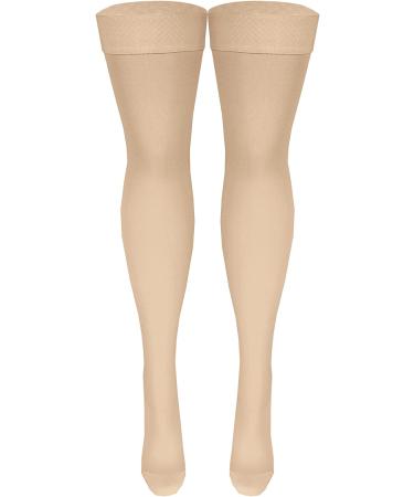 NuVein 20-30 mmHg Compression Stockings Thigh High Dot-Top Closed Toe - Light Beige - Medium - 1 Pair - Buy Online on GoSupps.com