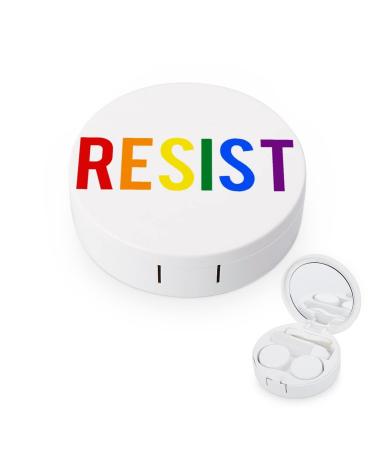 Resist LGBT Pride Round Case For Contact Lens Kit Storage Box with Mirror Printed