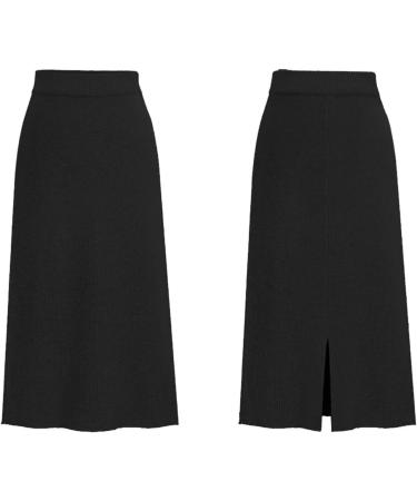 Sanahy Women's Ribbed Knit Midi Pencil Skirt - XL Black - Buy Online on GoSupps.com