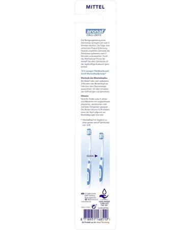 Aronal Eco-Dent Toothbrushes - Mittelhart 3-Pack | Changeable Heads for Effective Cleaning & 72% Less Plastic - Buy Online on GoSupps.com