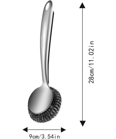 Besreey Metal Scrubbers for Cleaning Dishes - Ergonomic Steel Dish Scrubber Steel Wool Scrubber - Portable Stainless Steel Scouring Pads Metal Sponge Scrubber for Pots Pans Cookware Bakeware Long Brush - Buy Online on GoSupps.com