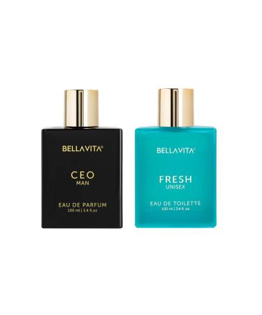 BellaVita Luxury CEO Man Eau De Parfum & Fresh Eau De Toilette Combo | Citrusy & Floral Long-Lasting Fragrances for Men & Women | Vegan & Cruelty-Free | Ideal Gift for Birthdays & Anniversaries