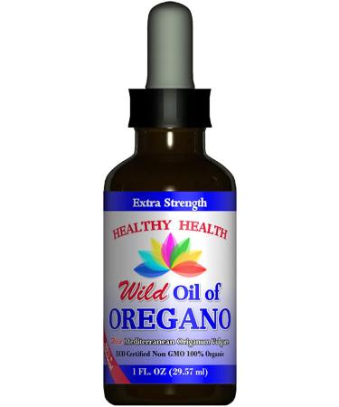 Oregano Oil - Wild Mediterranean - ECO Certified Organic Extra Strength 83% Carvacrol, Healthy-Healths All Natural Food Grade Oil of Oregano, Non GMO 1 fl. OZ New Healthy Health Logo, Same Great Formula