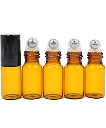 24 Pack 5ml Amber Glass Roll-On Bottles - Refillable Roller Bottle with Stainless Steel Roller Balls for Essential Oils & Fragrance - Buy Online on GoSupps.com