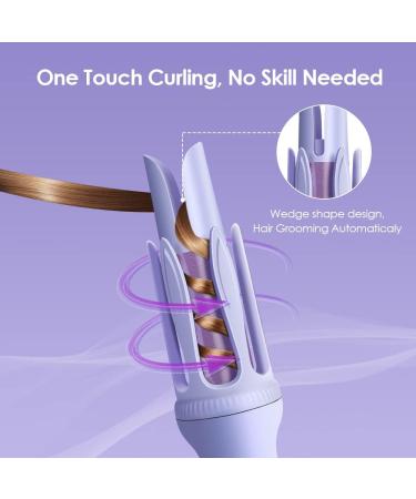 Faszin 32mm Hair Curler: 360 Rotating Automatic Curling Wand for Long Hair - 3-Speed Adjustable Temperature - Double Anti-Scald - Lavender Color - Buy Online on GoSupps.com