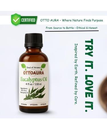 OTTO AURA Pure Eucalyptus Essential Oil 4 Fl Oz (118ml) Premium Grade with Glass Dropper - Buy Online on GoSupps.com