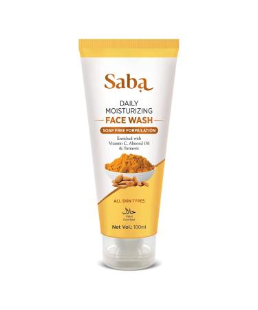 Saba Natural Turmeric & Almond SOAP FREE  Daily Moisturizing Facial Cleanser Facewash antioxidant Brightening Gentle Face Wash Acne-Prone Skin Fading Ageing Spots Clearing Acne Scars Sun Damage