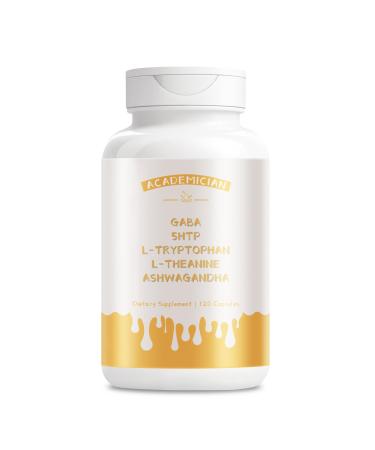 ACADEMICIAN Ashwagandha Supplements with GABA Supplement L-Tryptophan Capsule 5-HTP L-Theanine Capsules - 120 Count