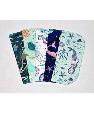 Mermaids and Friends 2 Ply Printed Flannel 8x8 Inches Set of 5 - Soft & Cozy - Buy Online on GoSupps.com