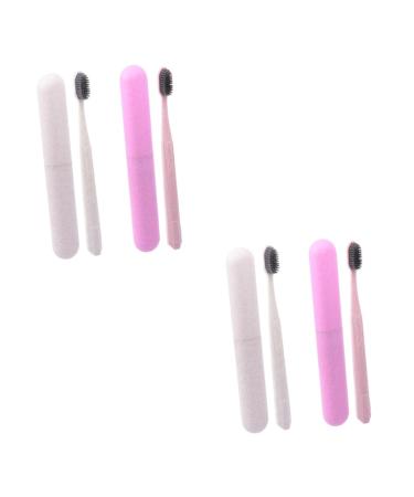 Minkissy 4 pieces toothbrush set portable toothbrush travel case for toothbrush travel toothbrush children toothbrush natural toothpaste tool for the tooth cleaning gum care toothbrush