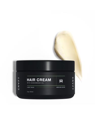 CRVFT Hair Cream 2oz | Light Hold/Medium Shine | Reduce Frizz/Add Shine & Definition | Ideal for All Hair Types & Lengths | Hydrating Men's Styler | Made in the USA | Paraben & Sulfate Free  Scented