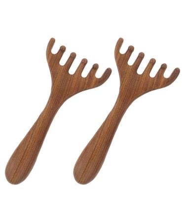 PartyKindom Peigne de Massage Cuir en Bois Lot de 2 Outil de Gua Sha Conception Portable pour Relaxation Massage Visage Soin des Yeux