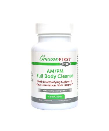 Greens First Full Body AM/PM Cleanse 20 Veggie Capsules  Supplement for Natural Detox of Toxins  Full Intestinal & Constipation Relief  Digestive Health Capsule