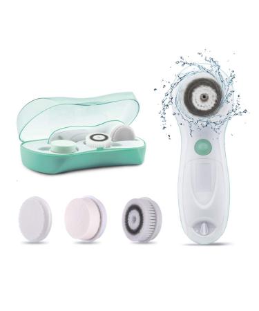 Spin Facial Cleansing Brush By TOUCHBeauty 360  Rotating Facial Brush For Cleaning And Exfoliating with 3 Skin Care Spin Brushes 3 In 1 Upgraded Cleanser Kit TB-0759A Mint Green