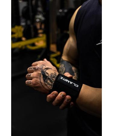 Clampz Premium Weightlifting Wrist Bandages - Heavy Duty 50cm Support for Bodybuilding Strength Training & CrossFit - Black/White - Buy Online on GoSupps.com