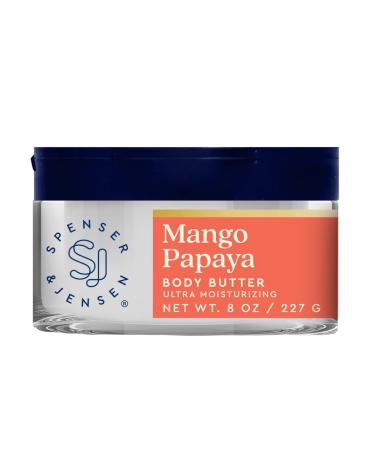 Spenser & Jensen Hydrating Mango & Papaya Body Butter - Gentle On All Skin Types - Moisturizing Body Lotion for Women & Men - Paraben Free - 18 Oz (Pack of 1) Mango Papaya 8 Ounce (Pack of 1)