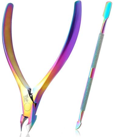 Cuticle Cutter with Cuticle Pusher 2pcs Premium Stainless Steel Cuticle Removal Tool Upgraded Sharp Edge Built-in Spring Manicure Set for Fingernails & Toenails 2Pcs Multi-color - Buy Online on GoSupps.com