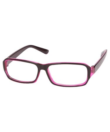 Cookwowe Plastic Full Rim Clear Lens Glasses Black/Purple for Men and Women