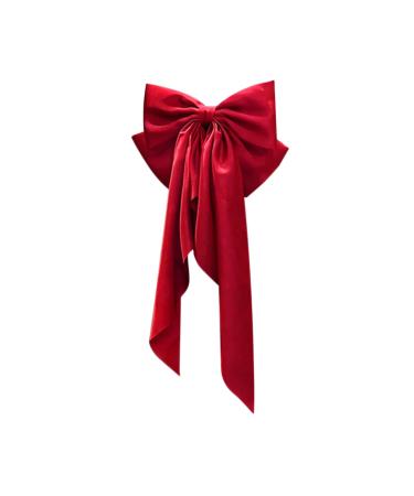 Housoutil Satin Ribbon Hairpin Hair Ribbons Hair Barrettes Hair Pin Bows for Hair Halloween Hair Bows Teen Girls Barrettes for Hair Bows for Women Spring Clip Metal Miss Red
