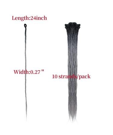 DSoar 24-Inch Ombre Dreadlocks Extensions - Handmade Synthetic Crochet Hair for Women & Men - Black & Silver Gray Jamaica Reggae Locs - Buy Online on GoSupps.com