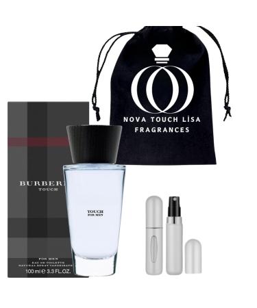 Men Cologne Burbery Touch Eau de Toilette 3.3 oz Bundle with 5ML Mini Refillable Empty Perfume Atomizer Bottle