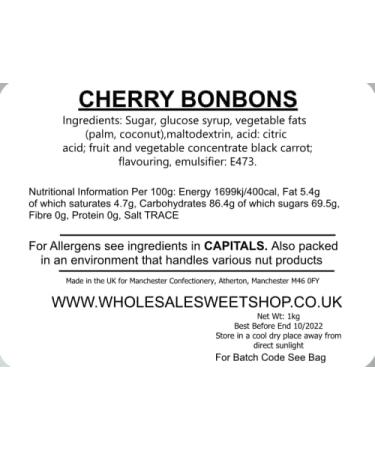 Ellies Jellies Cherry Bonbons 1kg Bag Cherry Flavour Pink Colour - Buy Online on GoSupps.com